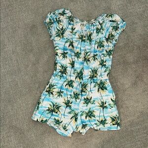 Old Navy Blue and Green Palm Print Jumpsuit